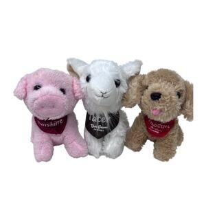 Bob Evans Plush Sunshine Pig Biscuit Puppy Dog Tater Goat Lot of 3 Farm Animals